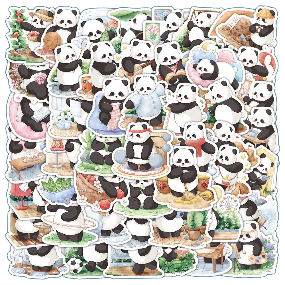 10/30/60PCS Kawaii Panda Stickers Cute Cartoon Animal Graffiti Sticker Laptop Phone Guitar Bike  Skateboard Decals Gift Kids Toy