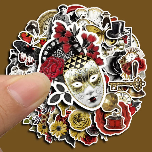 Rose Vintage Clock Butterfly Stickers for Phone Laptop Luggage Skateboard Decals