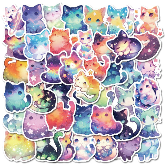 Starry Cat Stickers Pack: Laptop, Phone, Car, Bike Decor