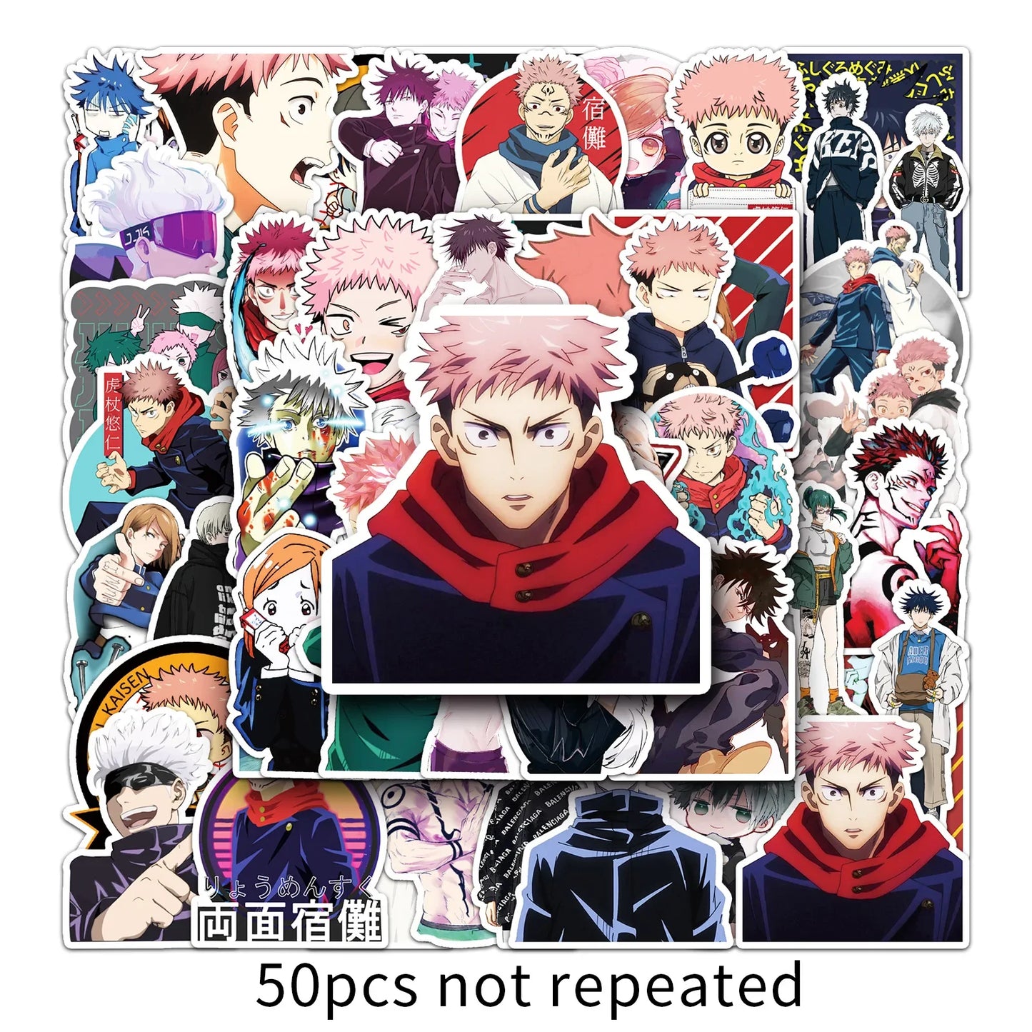 Jujutsu Kaisen Graffiti Stickers Pack - 50pcs for Helmets, Desktops, Walls, DIY Decoration Wholesale
