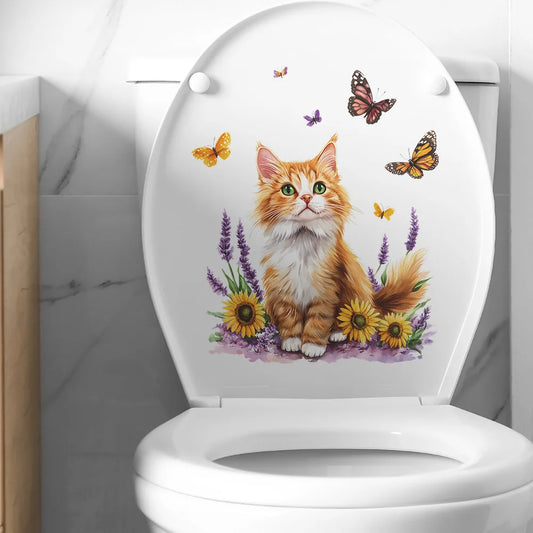 Cartoon Cat Butterfly Wall Stickers Self-adhesive Home Decor