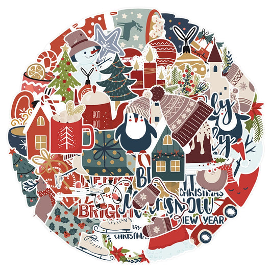 Christmas Santa Claus Cartoon Stickers 10/30/50PCS - DIY Car Bike Luggage Laptop Toy Graffiti