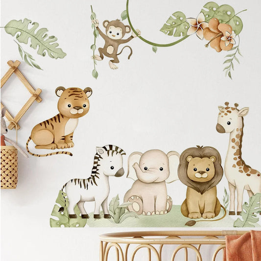 Giraffe Elephant Animal Wall Stickers for Kids Room Decor