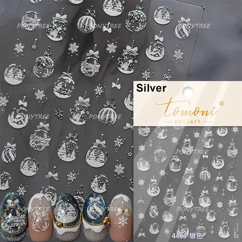 Christmas Nail Art Stickers: Santa, Snowman, Snowflake Decals