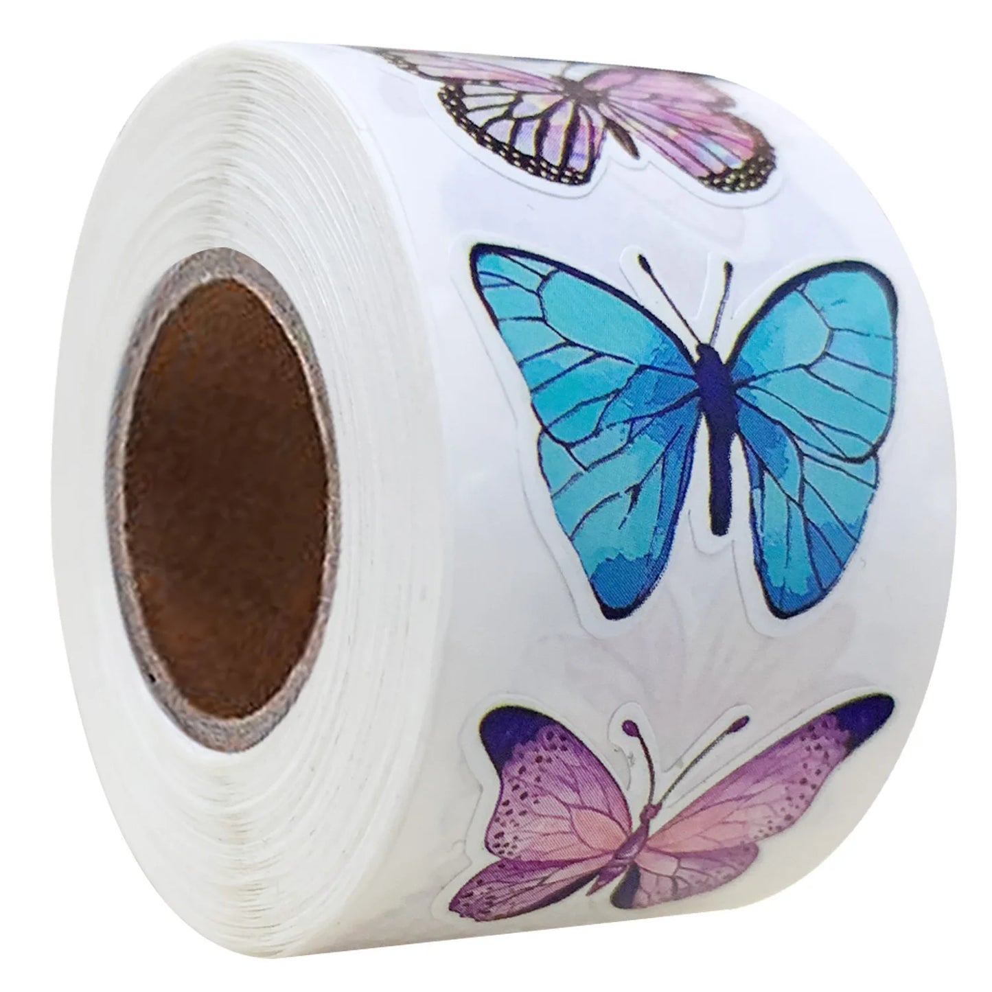 500Pcs /1 Rolls 2.5cm/1inch Butterfly Flower Shaped Sticker Decoration Gift Box Sticker Label Stationery Sticker