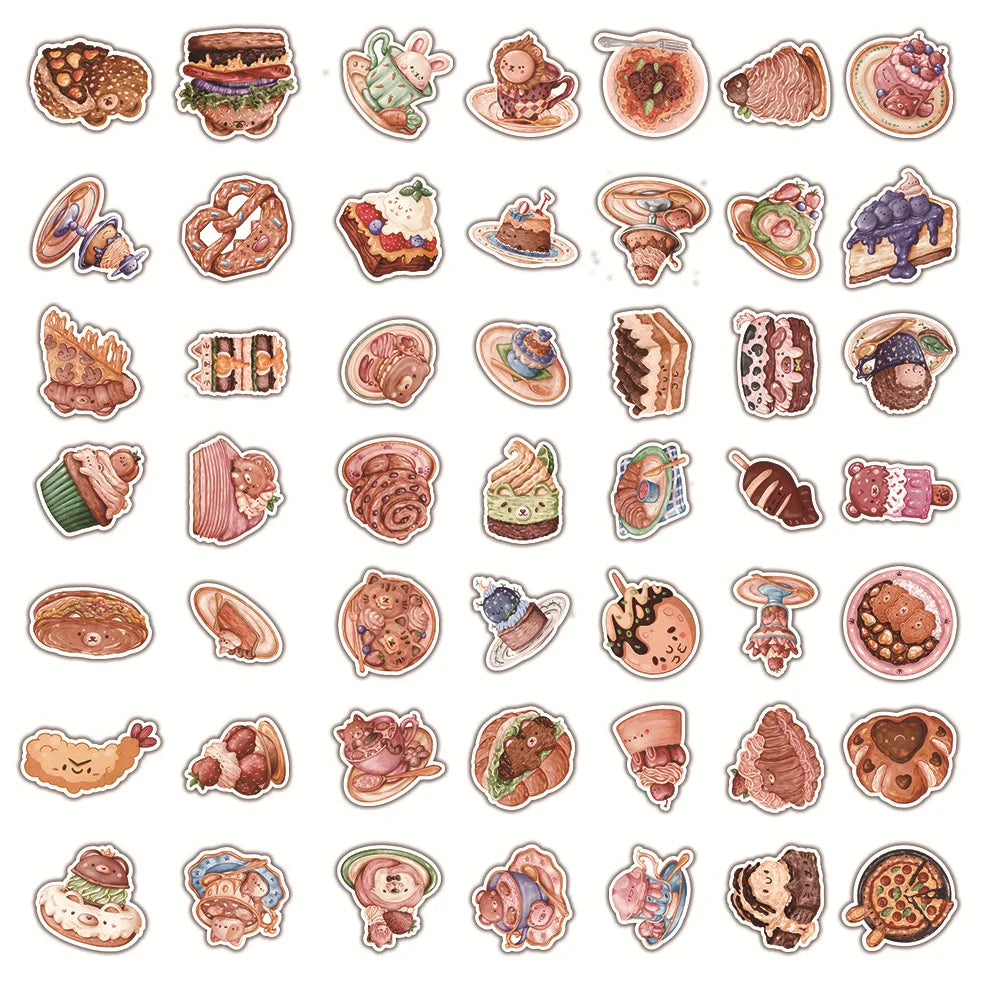 10/30/50/100PCS Cute Cartoon Animal Food Stickers Kids Toy DIY Suitcase Fridge Phone Notebook Laptop Bike Waterproof Decals Gift