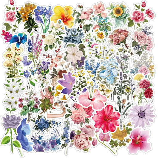 50Pcs Cartoon Flower Graffiti Stickers for Helmet, Wall, DIY Decor
