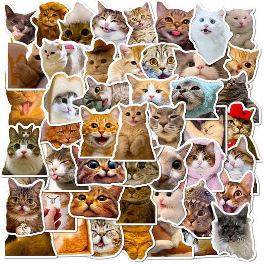 50Pcs Cute Cat Graffiti Stickers for Helmet, Wall, DIY Decoration