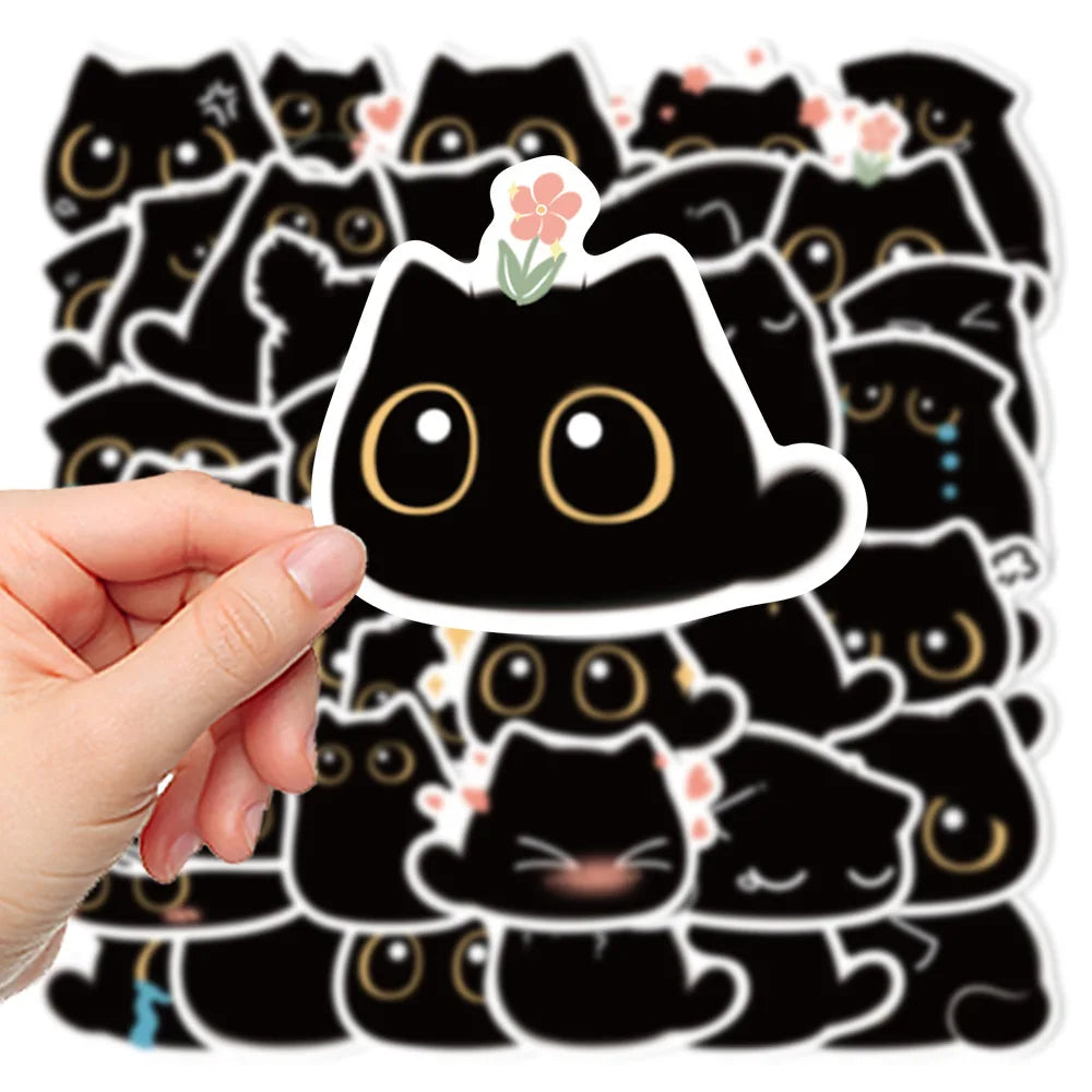 10/20/40PCS Cartoon Black Cat Sticker Packs