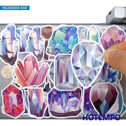 20/30/50Pieces Shiny Diamond Crystal Ore Creative Gems Stickers for Kids Scrapbook Journal Luggage Car Phone Laptop Sticker Toys