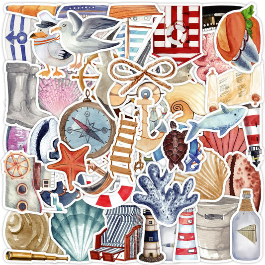 50Pcs Nautical Lighthouse Graffiti Stickers for Helmet Wall Decoration