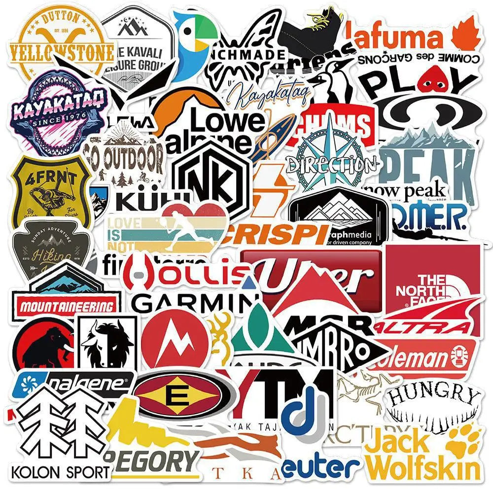 50Pcs Cartoon Brand Logo Stickers for Laptops & Scrapbooks