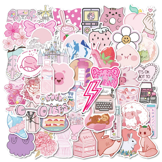 50pcs Cute Girl Cartoon Stickers for Helmet, Desktop, Wall Decoration