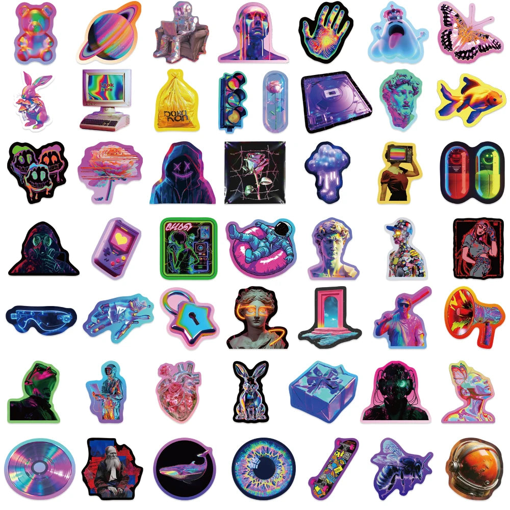 50Pcs Cartoon Laser Cyberpunk Style Series Stickers for Suitcase Phone Skateboard Laptop Luggage Fridge Car Styling DIY Stickers