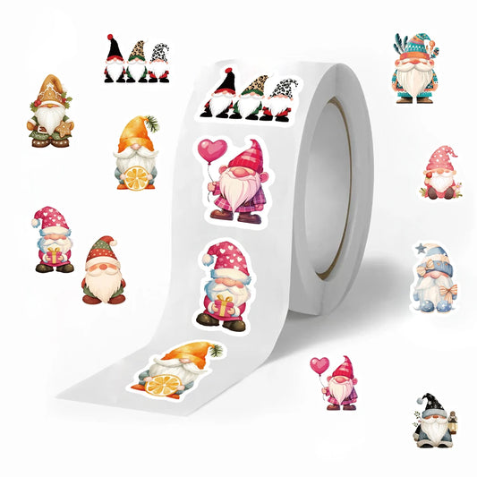 500 Pcs/Roll Cartoon Gnome Dwarf Stickers Kindergarten Children's Reward Sticker Gift Decorative Sticker