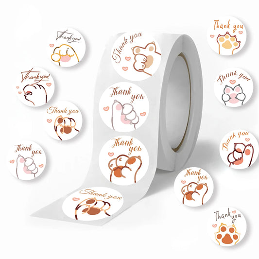 500pcs/Roll Paw Prints Stickers Colorful Cat Paw Stickers Animal Footprint Labels Decor For Birthday Party Decorations