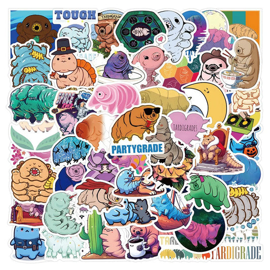 Tardigrade Cartoon Animal Stickers Pack - Kids, Luggage, Guitar, Car