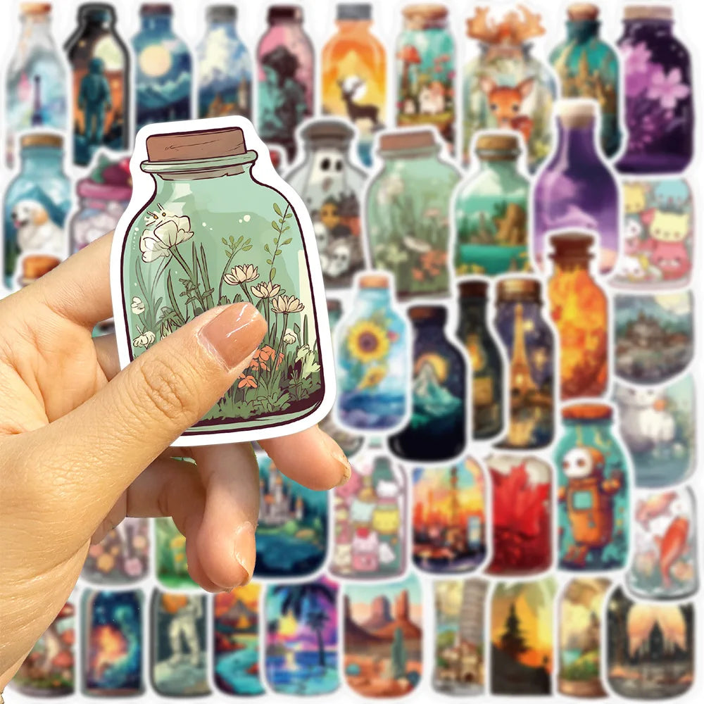 10/30/50PCS Cute Bottle World Cartoon Stickers Notebook Phone Stationery Bike Cool Waterproof Graffiti Sticker Kids Toys Gifts