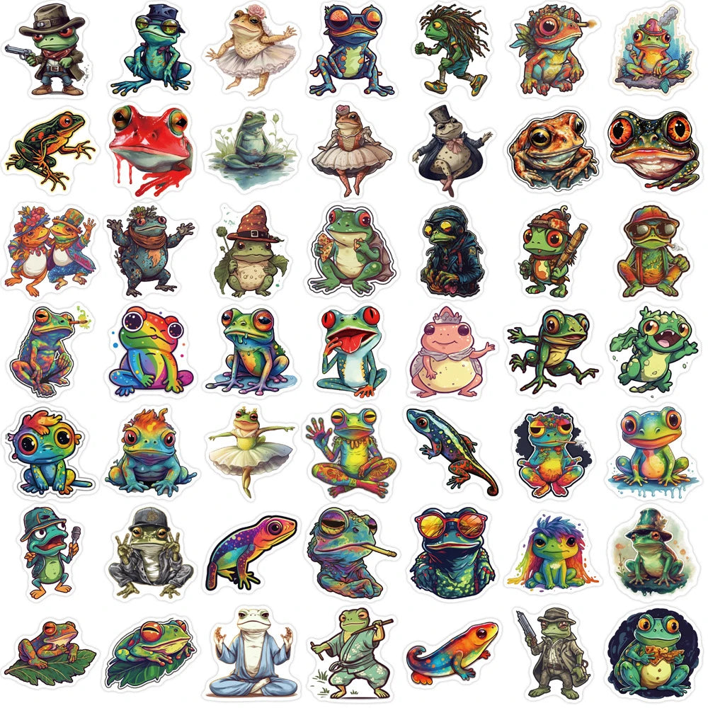 10/30/50pcs Cool Funny Psychedelic Frog Stickers Waterproof Decals Kids Toy Skateboard Laptop Motorcycle Car Decoration Sticker