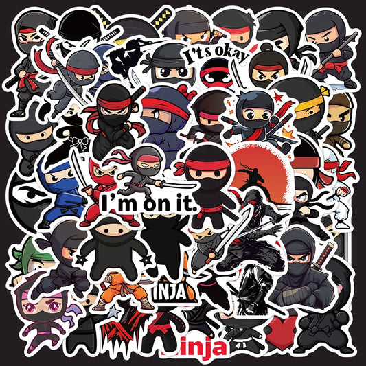 50Pcs Ninja Assassin Graffiti Stickers for Helmet, Wall, Desktop Decoration