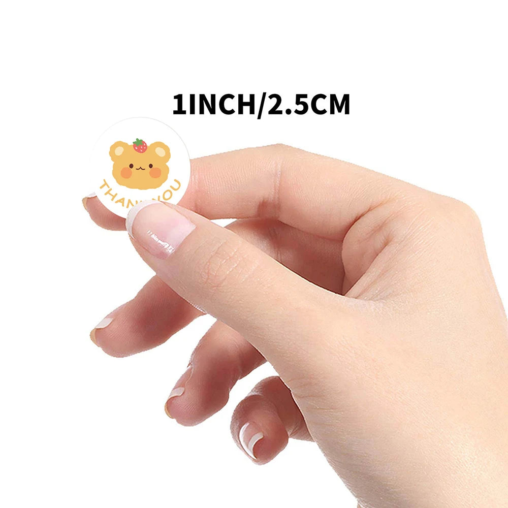 100-500PCS  Round Cartoon Thank You Stickers Cute Sun Rainbow Clouds animals Sticker For Gift Decor Labels Kids Reward Sticker