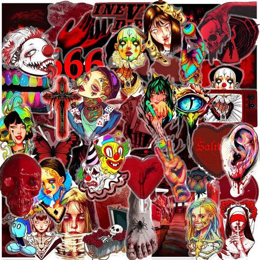 50 Gothic Horror Stickers: Laptop, Water Bottle, Phone