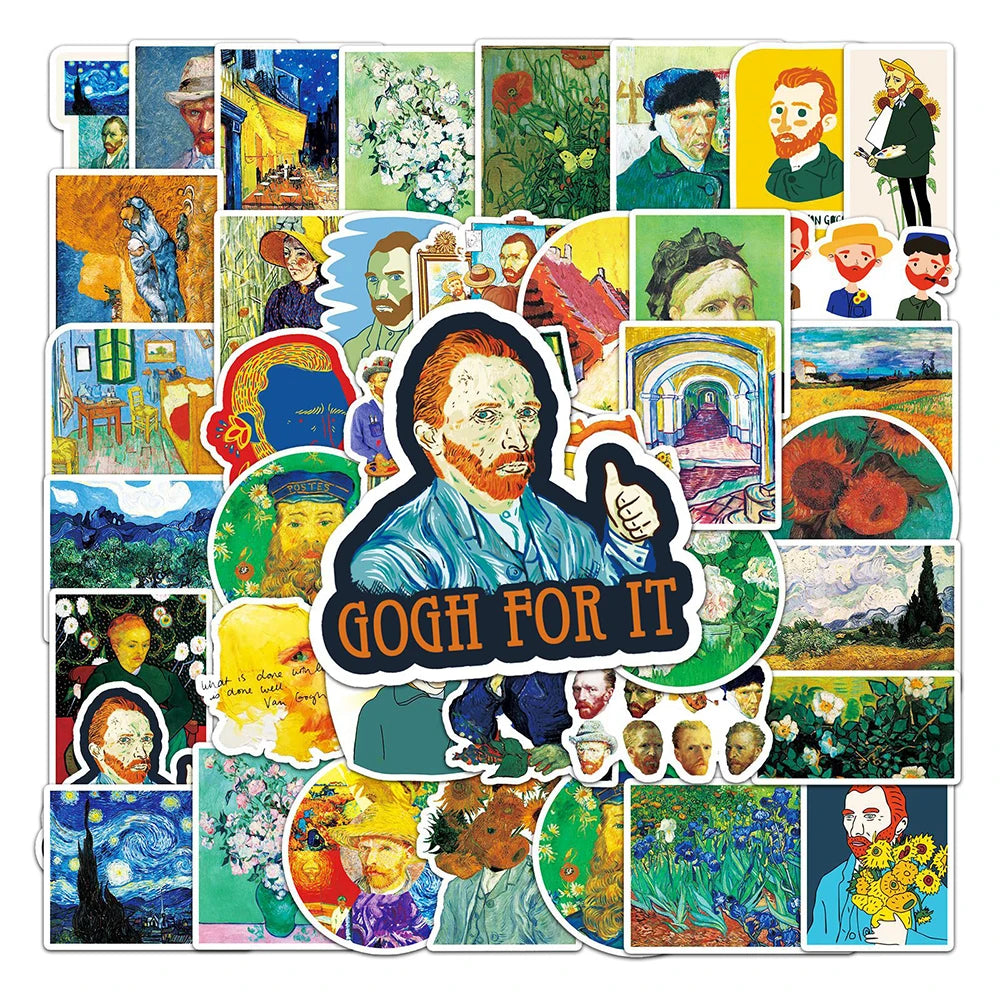 10/30/50PCS World Artist Oil Painting Work Vincent Van Gogh Aesthetic Sticker Packs