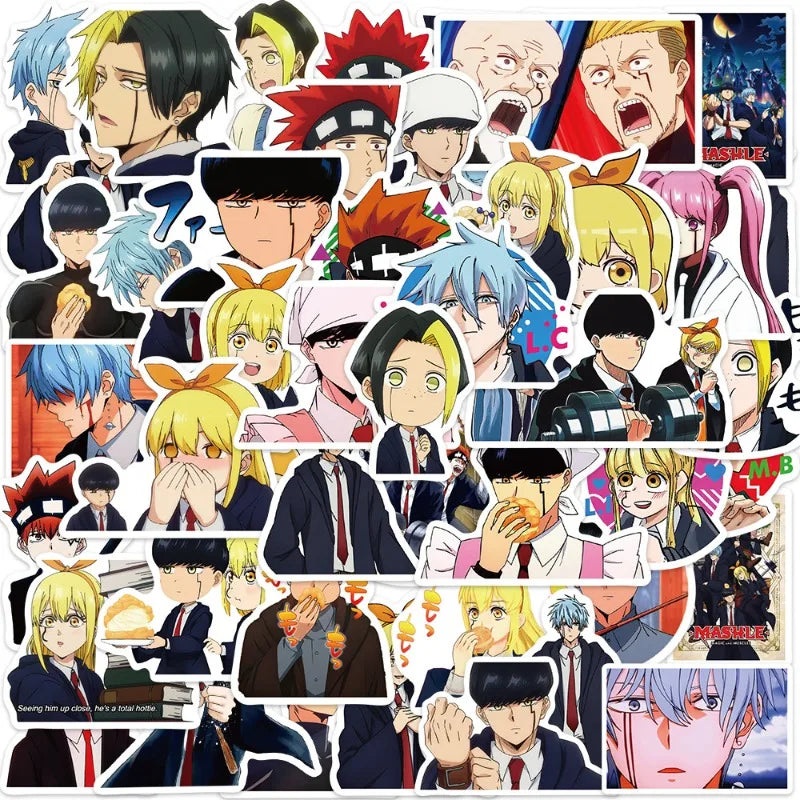 Mashle: Magic and Muscles Anime Stickers (50pcs) for Laptop, Phone, Car, Notebook, Water Bottle, Fridge