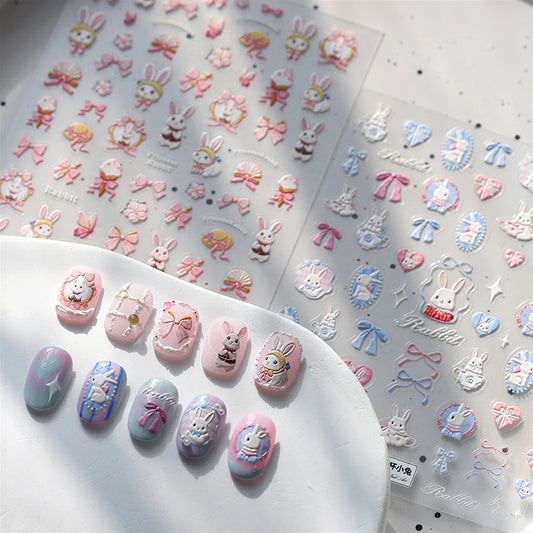 Rabbit Peach Blossom Nail Art Stickers Decals
