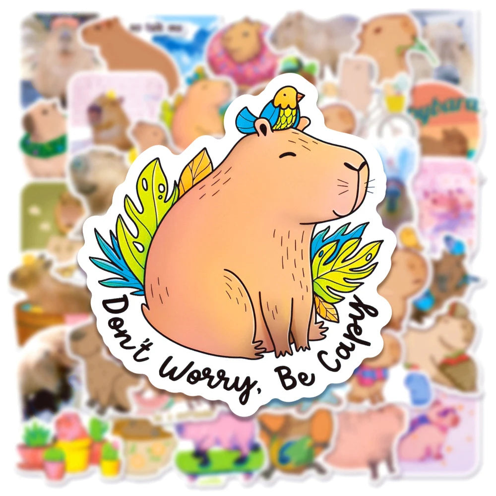 10/30/50pcs Cute Cartoon Capybara Graffiti Stickers Aesthetic Decals Decoration Laptop Notebook Phone Diary Stationery Sticker