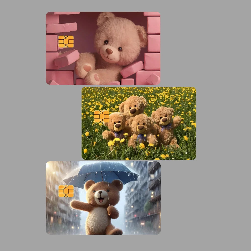 Anime Teddy Bear Card Sticker Skin Cover