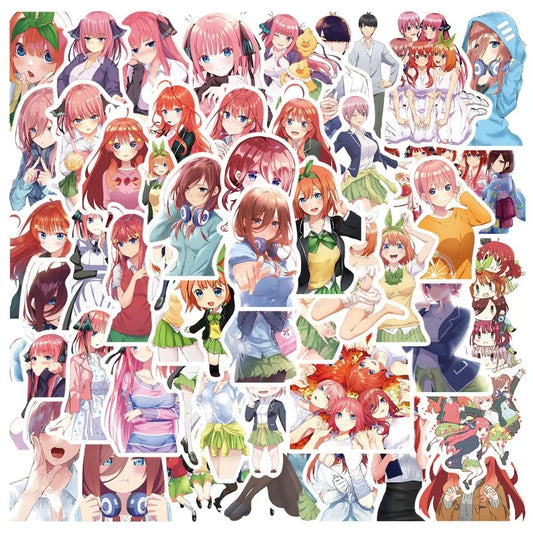 50pcs Quintessential Quintuplets Anime Stickers for Luggage, Water Bottles, Phones, Laptops, Scooters