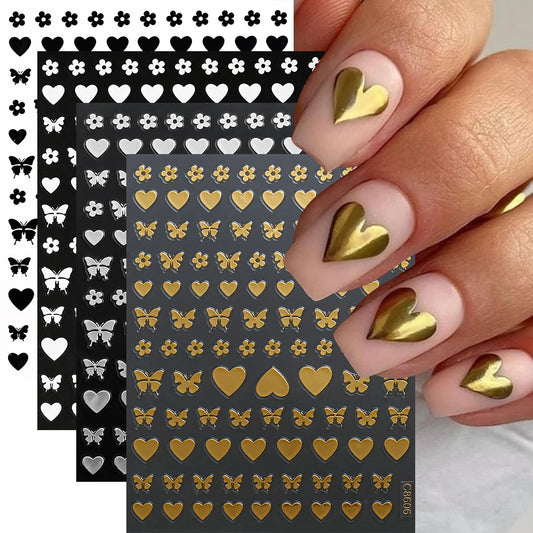 3D Butterfly Flower Nail Stickers, Self-Adhesive Decals