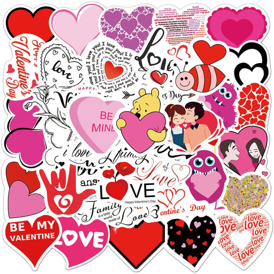 Valentine LOVE Stickers for DIY: Suitcase, Water Bottle, Phone, Guitar, Laptop, Car, Motorcycle (10/25/50pcs)