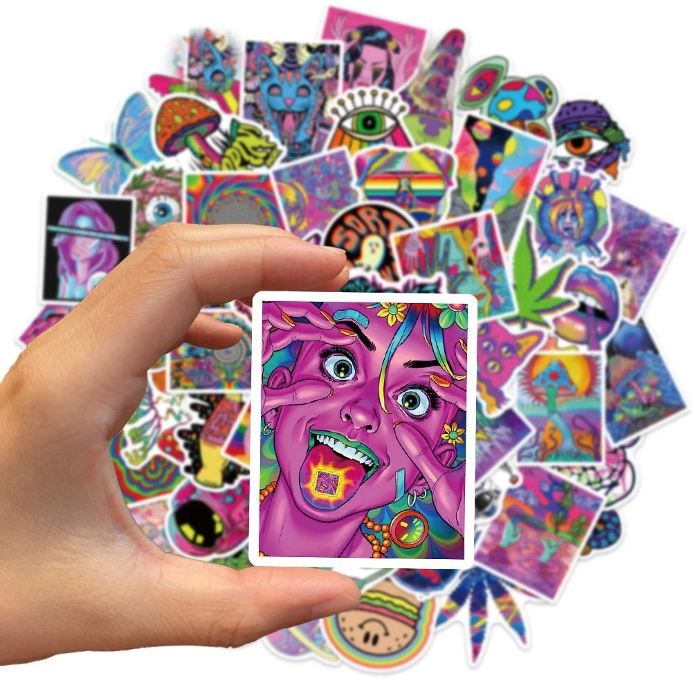 10/30/50PCS Art Psychedelic Graffiti Stickers Aesthetic Cartoon Kid Toys Decals Luggage Helmet Laptop Guitar Waterproof Sticker