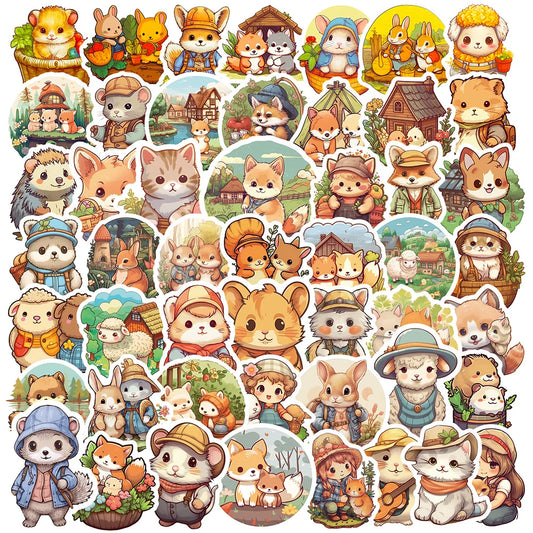 Cartoon Animal Stickers for Laptop, Phone, Notebook, Kids Toy (10/30/50pcs)