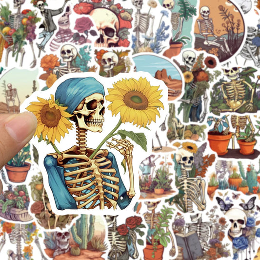 Bones & Botany Cartoon Stickers: 10/30/50PCS for Phone, Laptop, Luggage, Skateboard, Kids