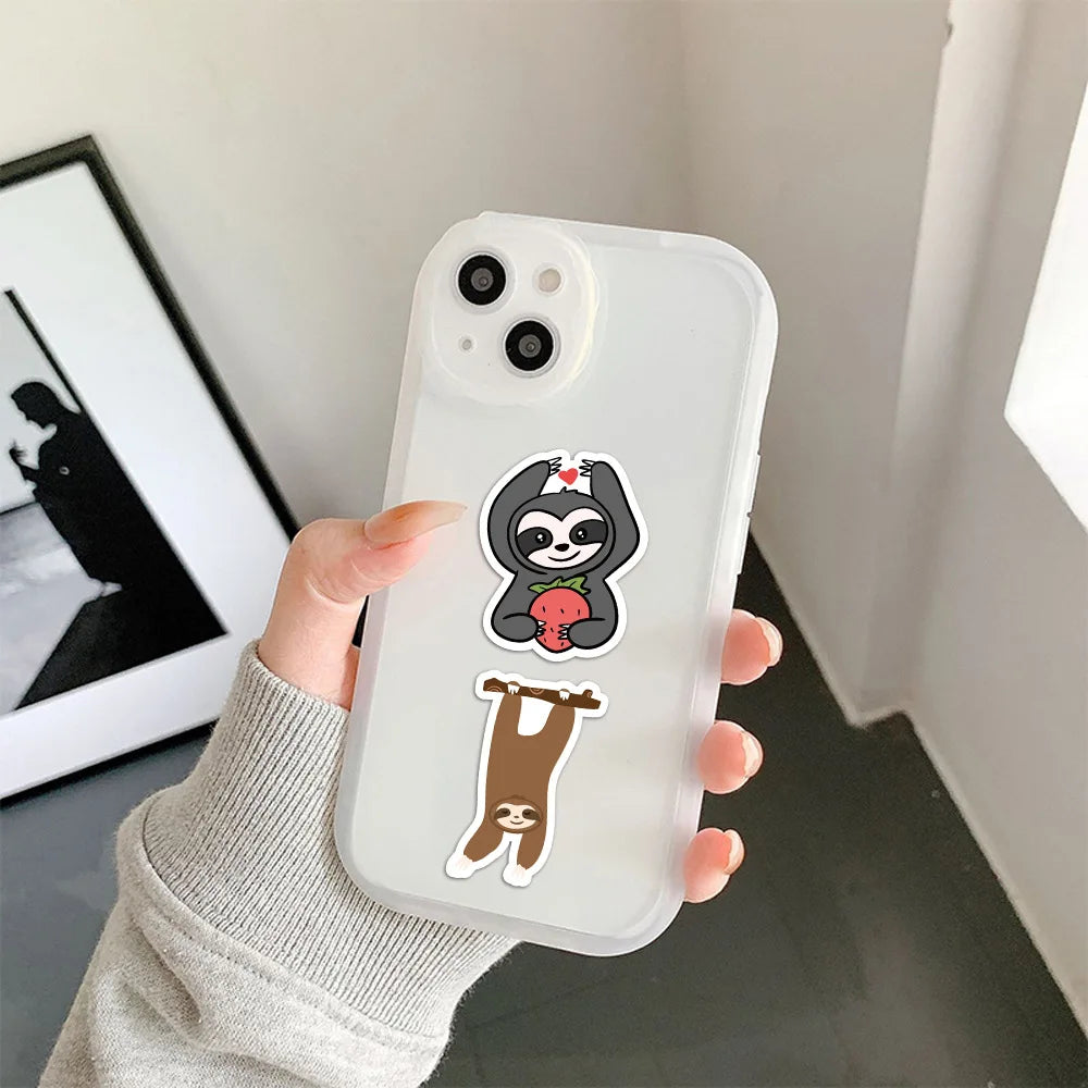 10/30/50PCS Cute Sloth Cartoon Stickers Kawaii Animals Decals Graffiti Toys DIY Skateboard Laptop Phone Fridge Car Kids Sticker