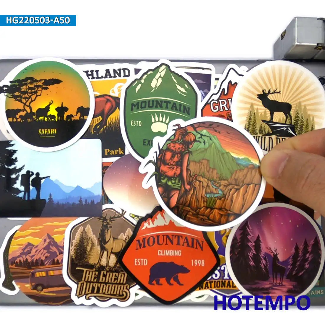 50PCS World Travel Stickers Climbing Camping Hiking Outdoor Adventure Decals for DIY Phone Laptop Luggage Motorcycle Car Sticker