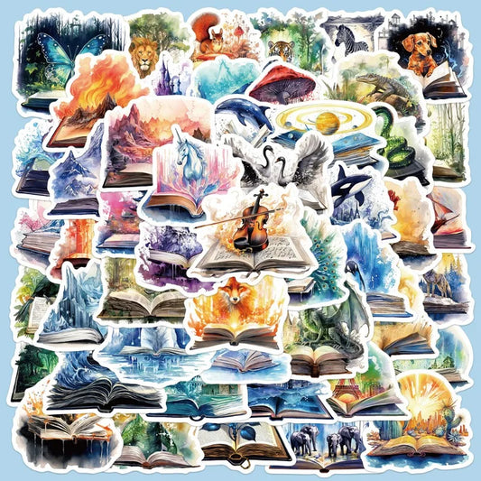 50pcs Cartoon Magic Book Graffiti Stickers for Helmet, Wall, DIY Decoration Wholesale