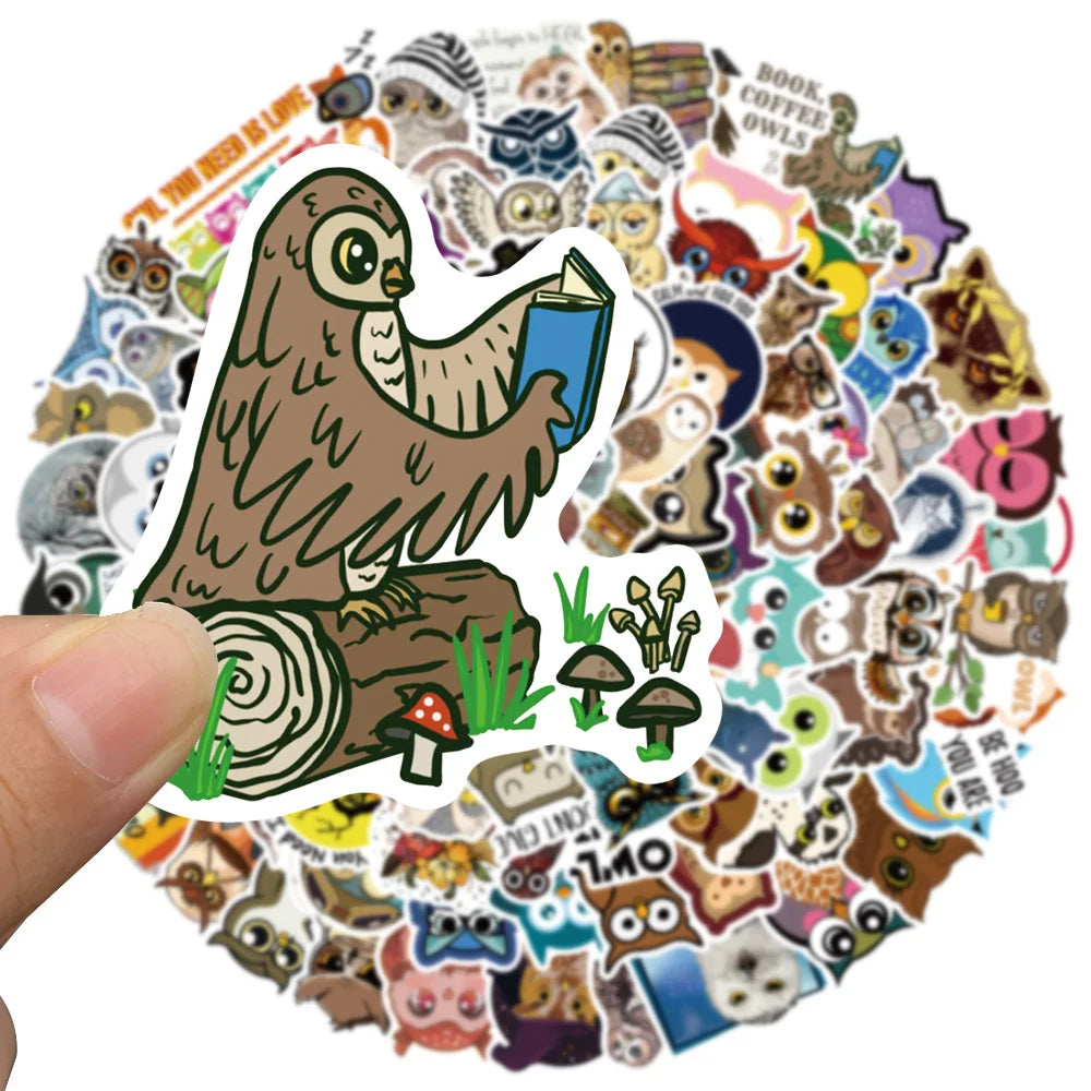 50/100pcs Cute Cartoon Animals Owl Stickers Kids Toy Waterproof Graffiti For Laptop Water Bottle Phone Bicycle Car Decals