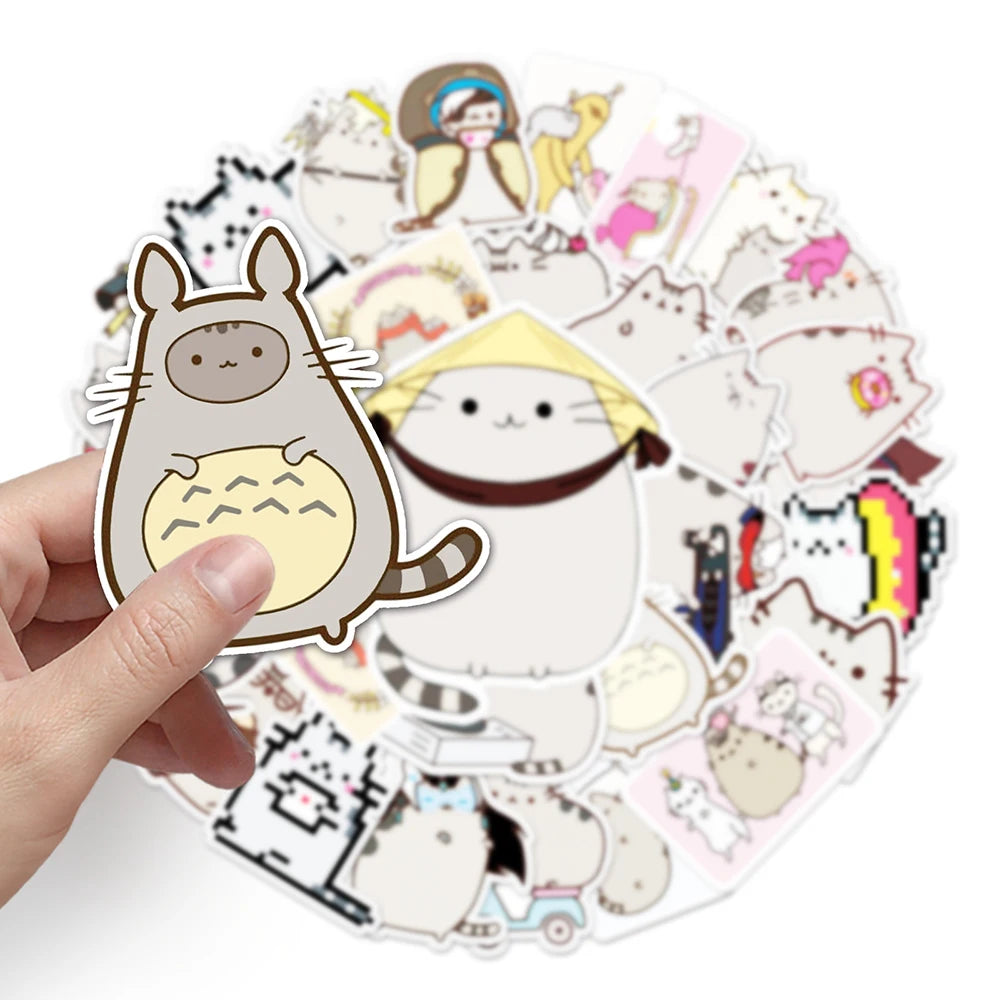 10/30/50PCS Kawaii Chunky Cat Stickers Cute Animal DIY Toy For Kids Stationery Notebook Phone PVC Waterproof Sticker Decorative