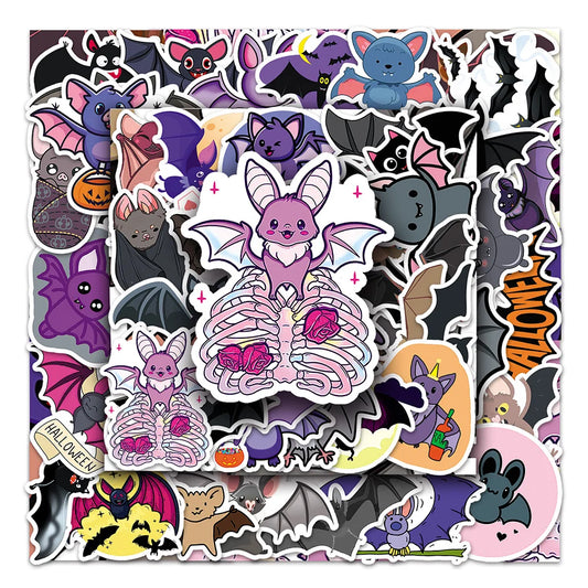 Halloween Bat Stickers 10/30/50PCS for Laptop, Luggage, Skateboard, Kids Gift