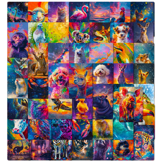 50Pcs Cute Animal Graffiti Stickers for Helmet, Wall, DIY Decoration