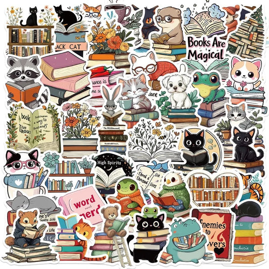 Kawaii Animal Reading Stickers 10/30/50PCS Scrapbooking