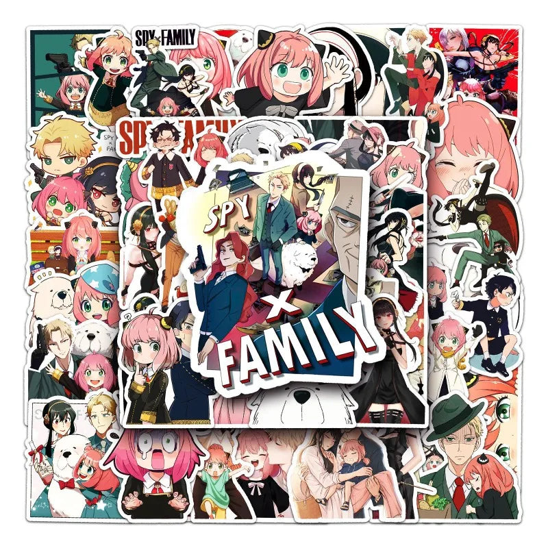 50pcs SPY×FAMILY Anime Stickers for Laptop, Phone, Car, Scooter, Water Bottle, Suitcase, Graffiti Decor
