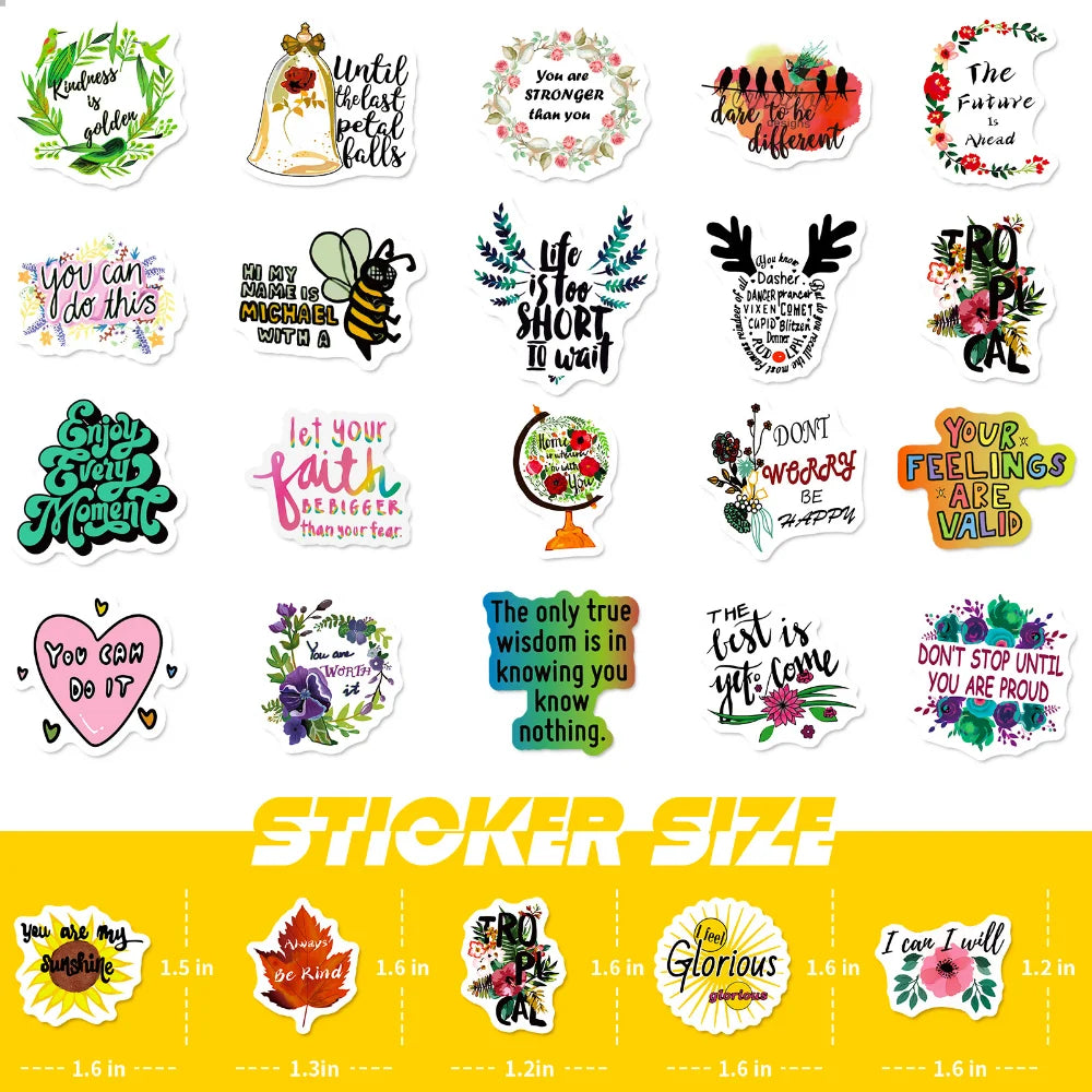 50/100PCS Motivational Phrases Hope Sticker Inspirational Life Quotes DIY Laptop Study Room Scrapbooking Graffiti Decal Stickers