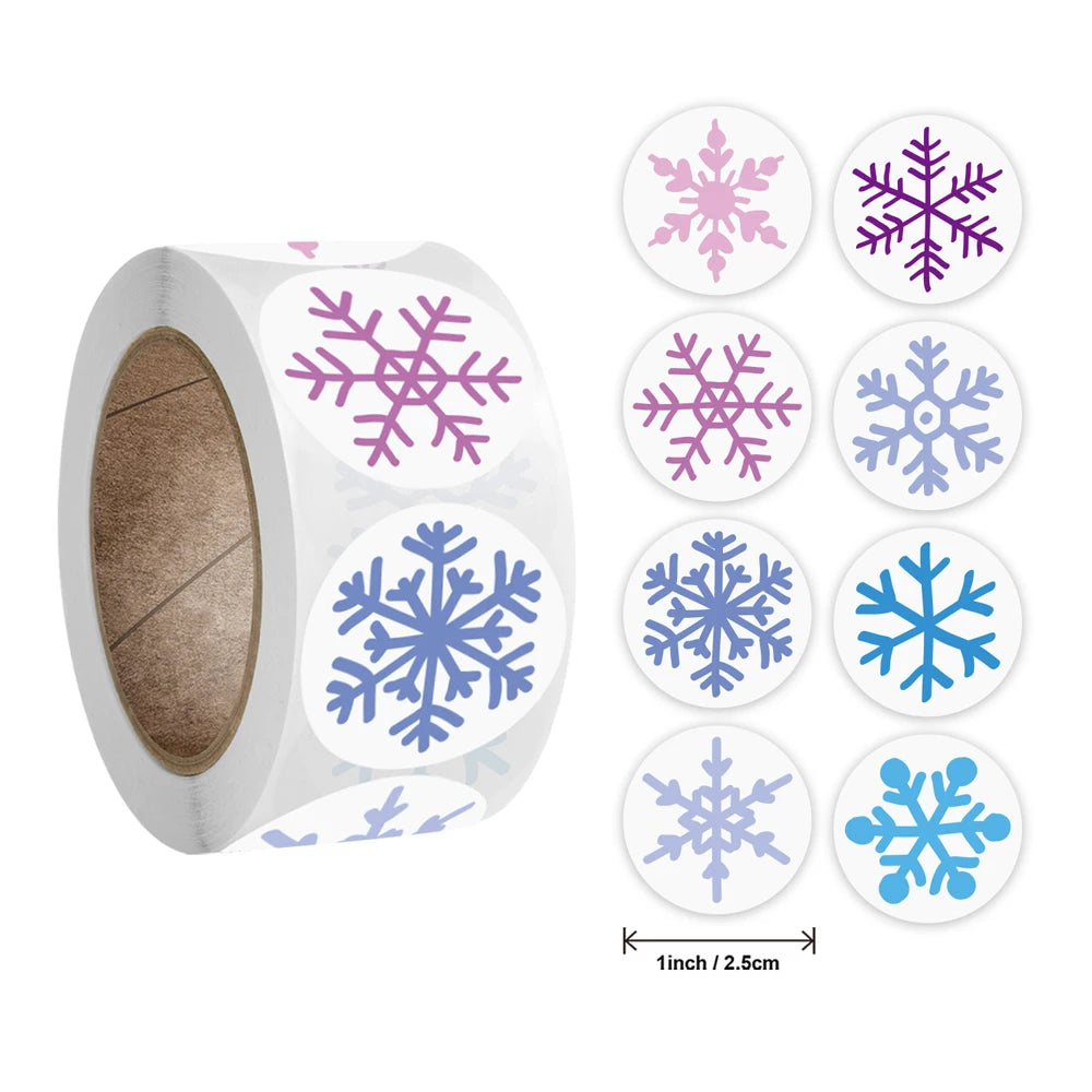 100-500Pcs Snowflake Merry Christmas Stickers Candy Bag Envelopes Sealing Label Sticker Christmas Gifts Box Decorations