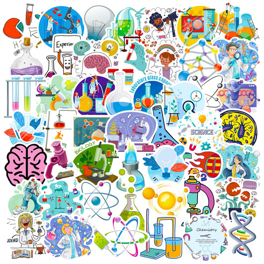 Cartoon Laboratory Stickers for DIY Scrapbook, Water Bottle, Phone, Laptop, Guitar Decal (10/25/50pcs)