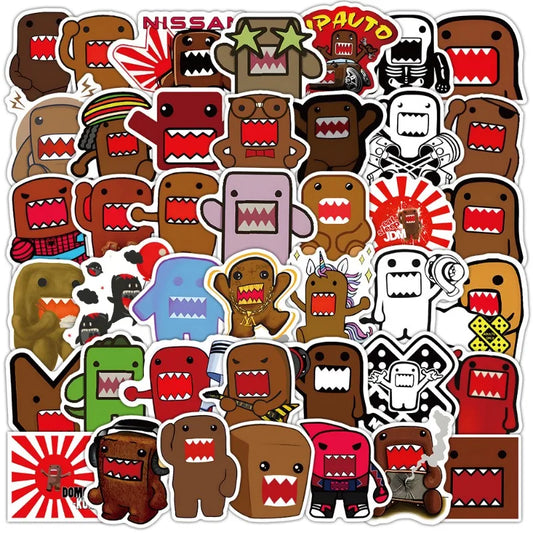 50pcs Domo-kun Cartoon Stickers for Luggage, Water Bottles, Phones, Laptops, Cars, Scooters, Refrigerators